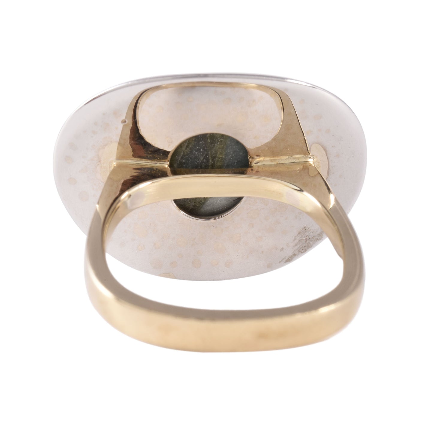 Green Cats Eye Tourmaline Two Tone Gold Ring