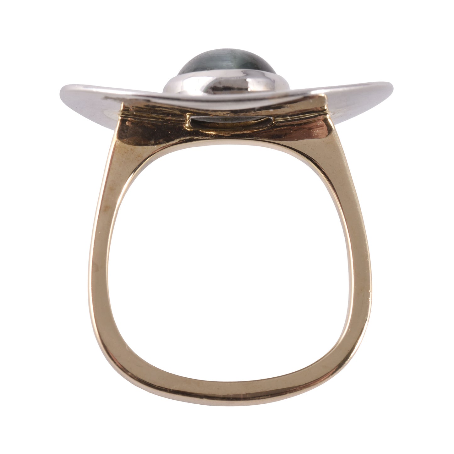 Green Cats Eye Tourmaline Two Tone Gold Ring