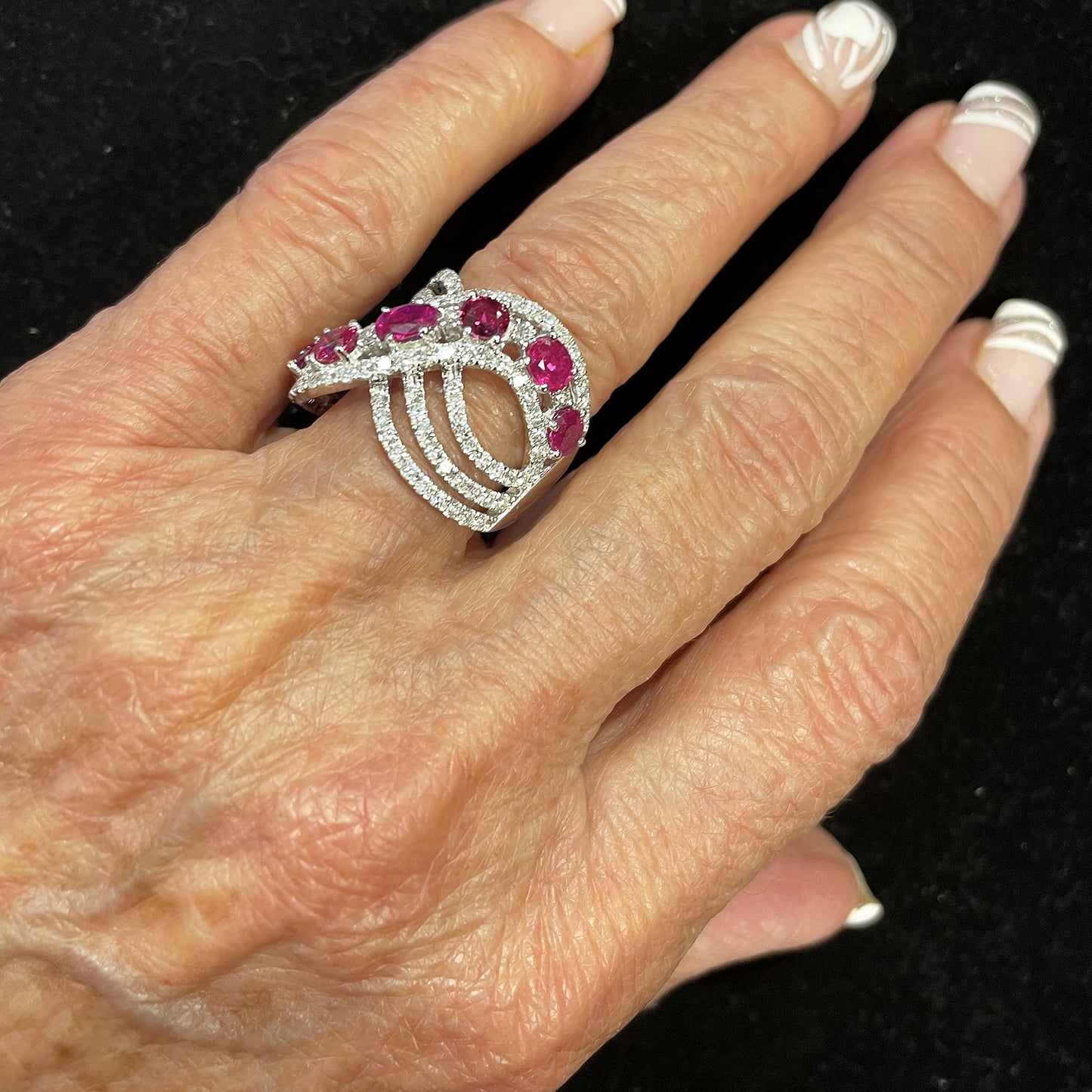 Ruby & Diamond 18KW Wide Ring
