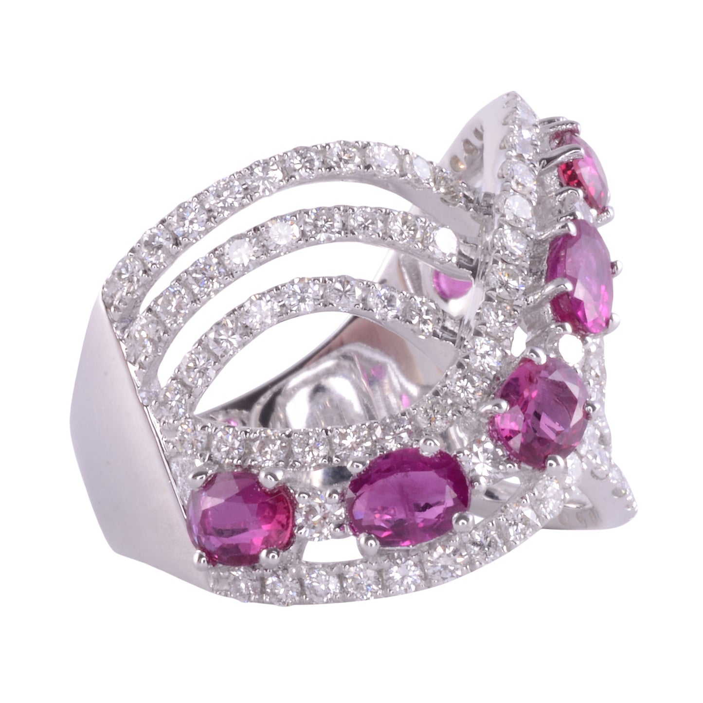 Ruby & Diamond 18KW Wide Ring