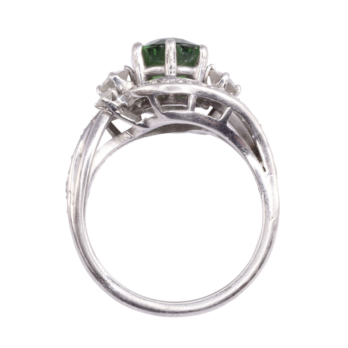 Fine Quality Tsavorite Diamond Platinum Ring