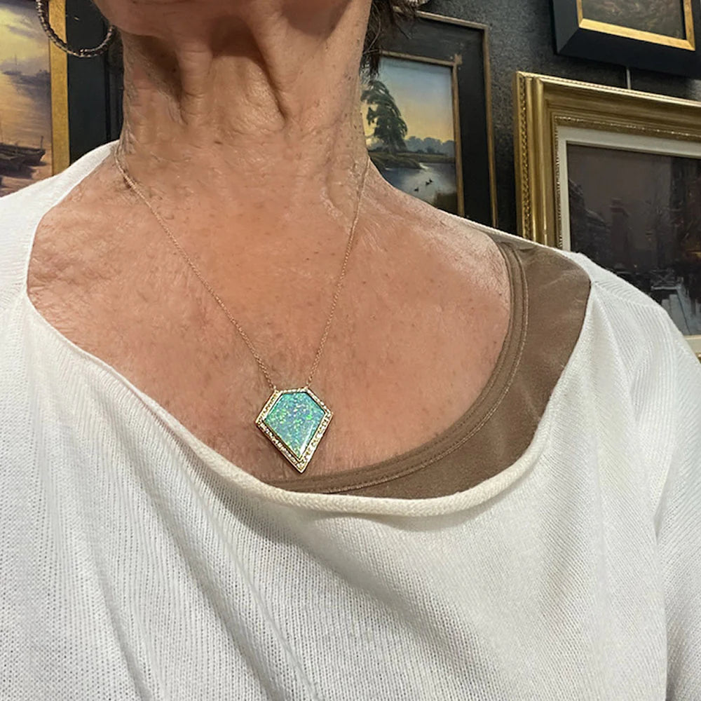 Paul Peterson 18K Gold Lightning Ridge Opal Necklace