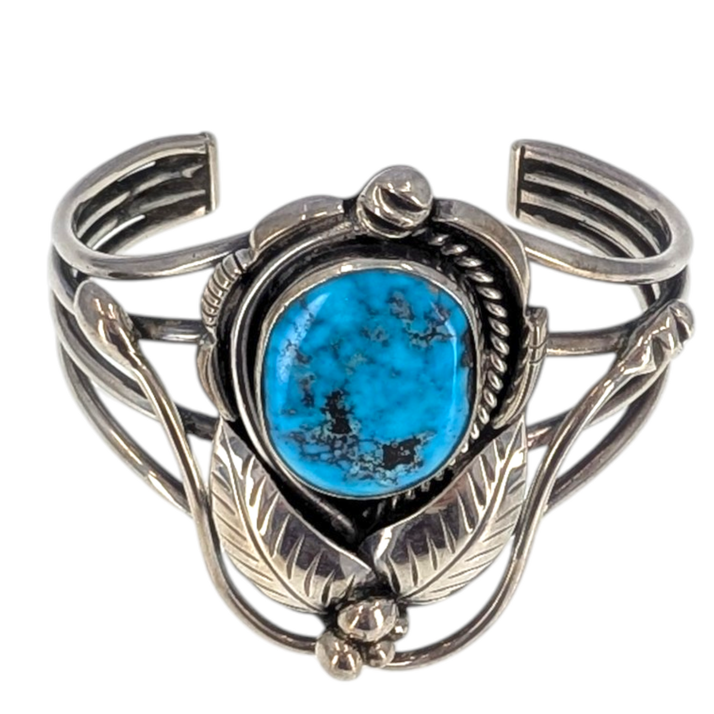 Signed Sterling Silver Turquoise Cuff Bracelet