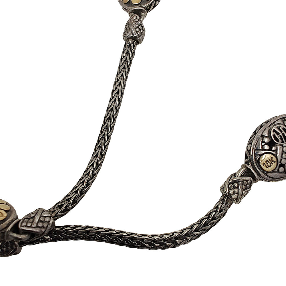 J Hardy Jaisalmer 18K Sterling Silver Station Necklace 40 Inches