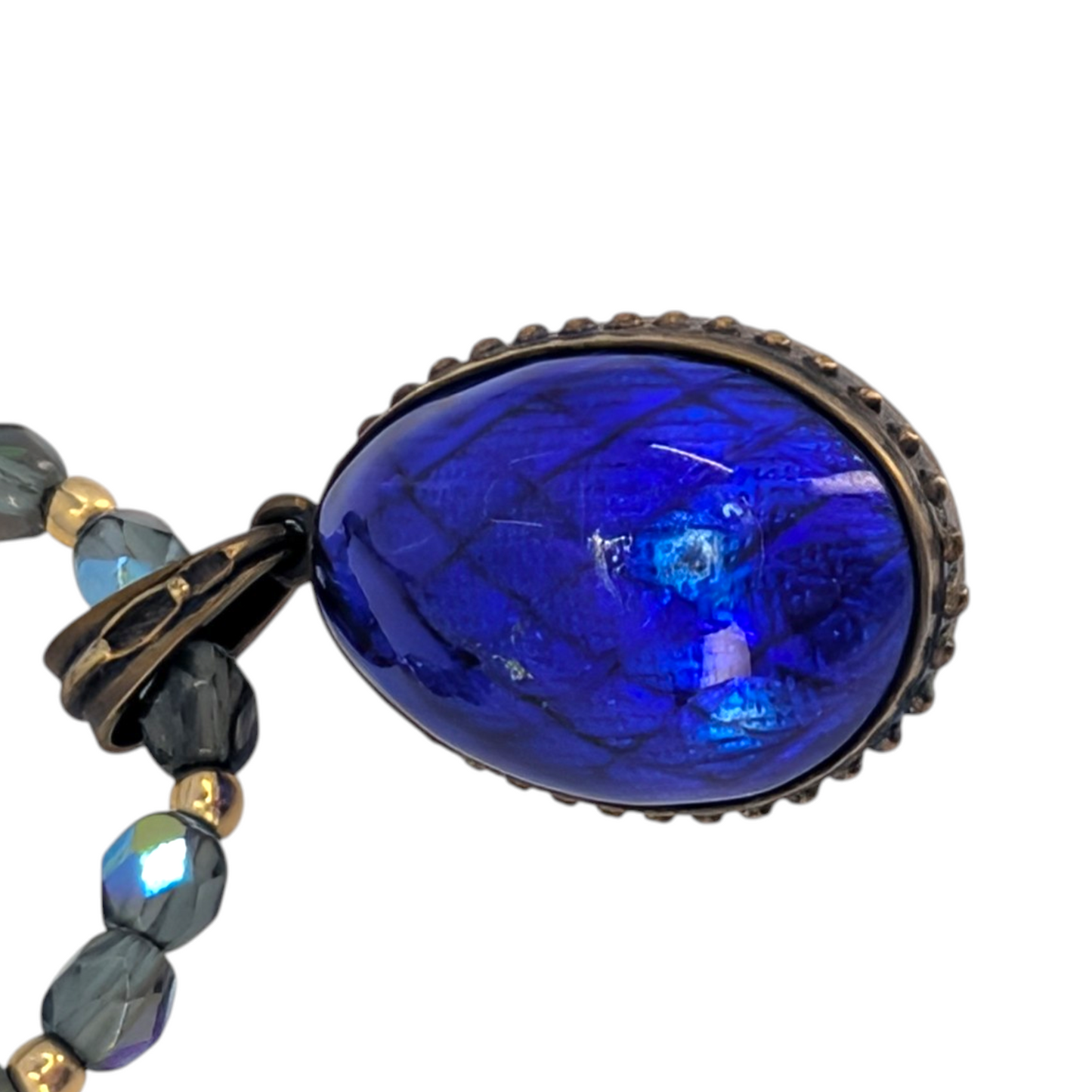 Vintage Enamel Egg Custom Labradorite Necklace