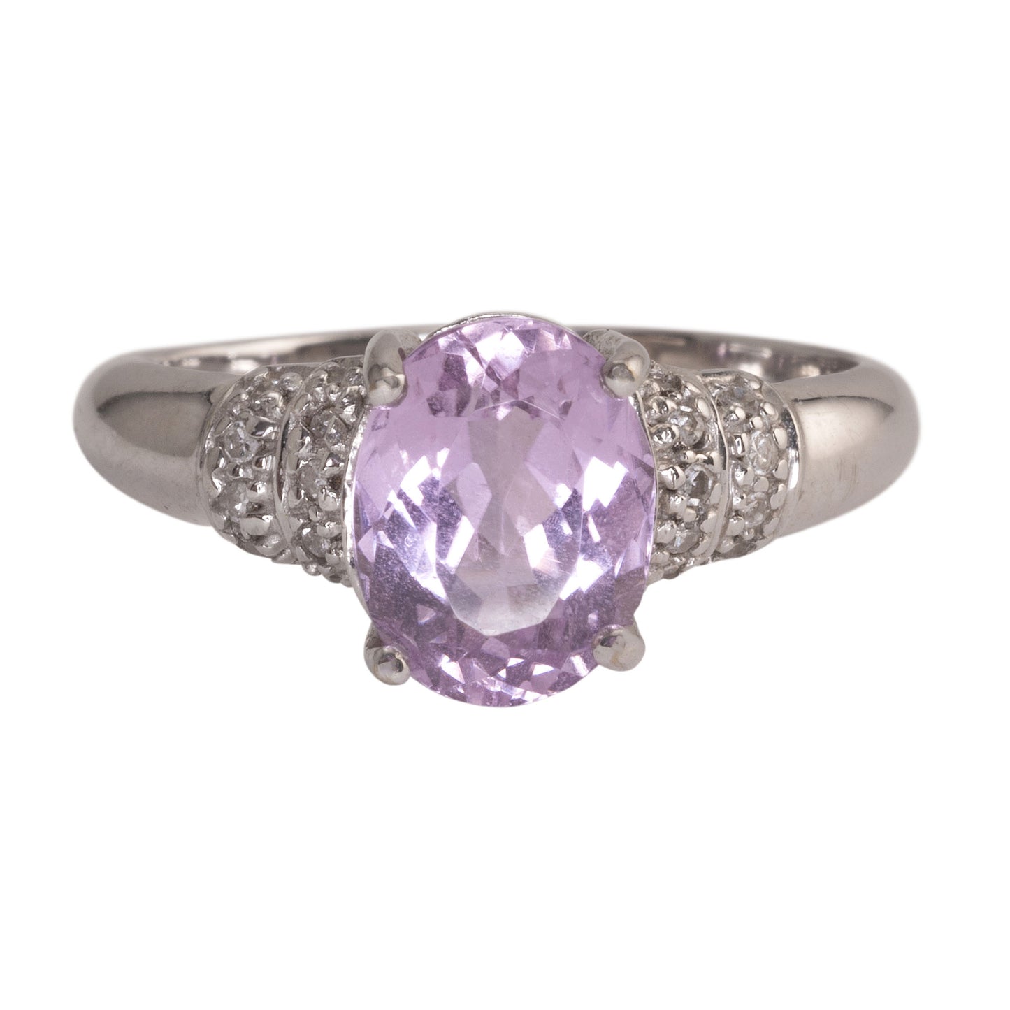 Kunzite & Diamond 18K White Gold Ring