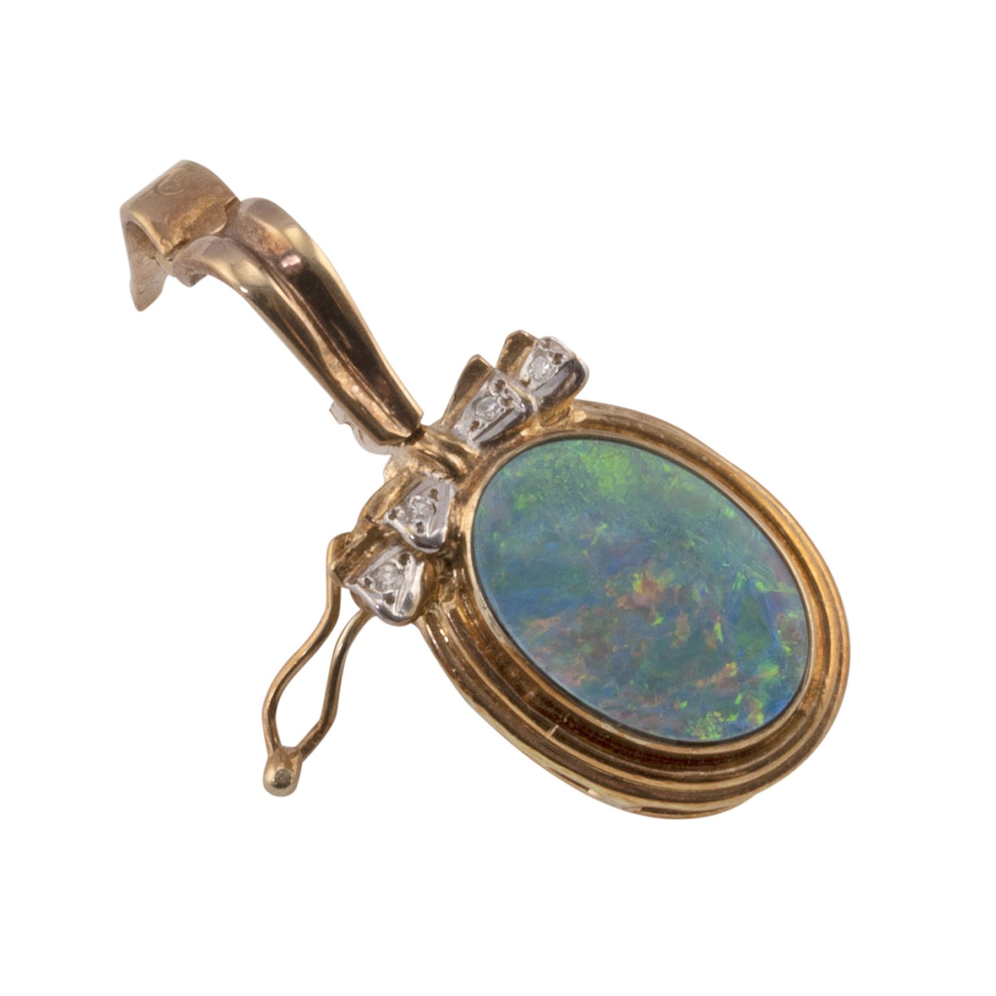 Opal Enhancer Pendant on Pearl Necklace
