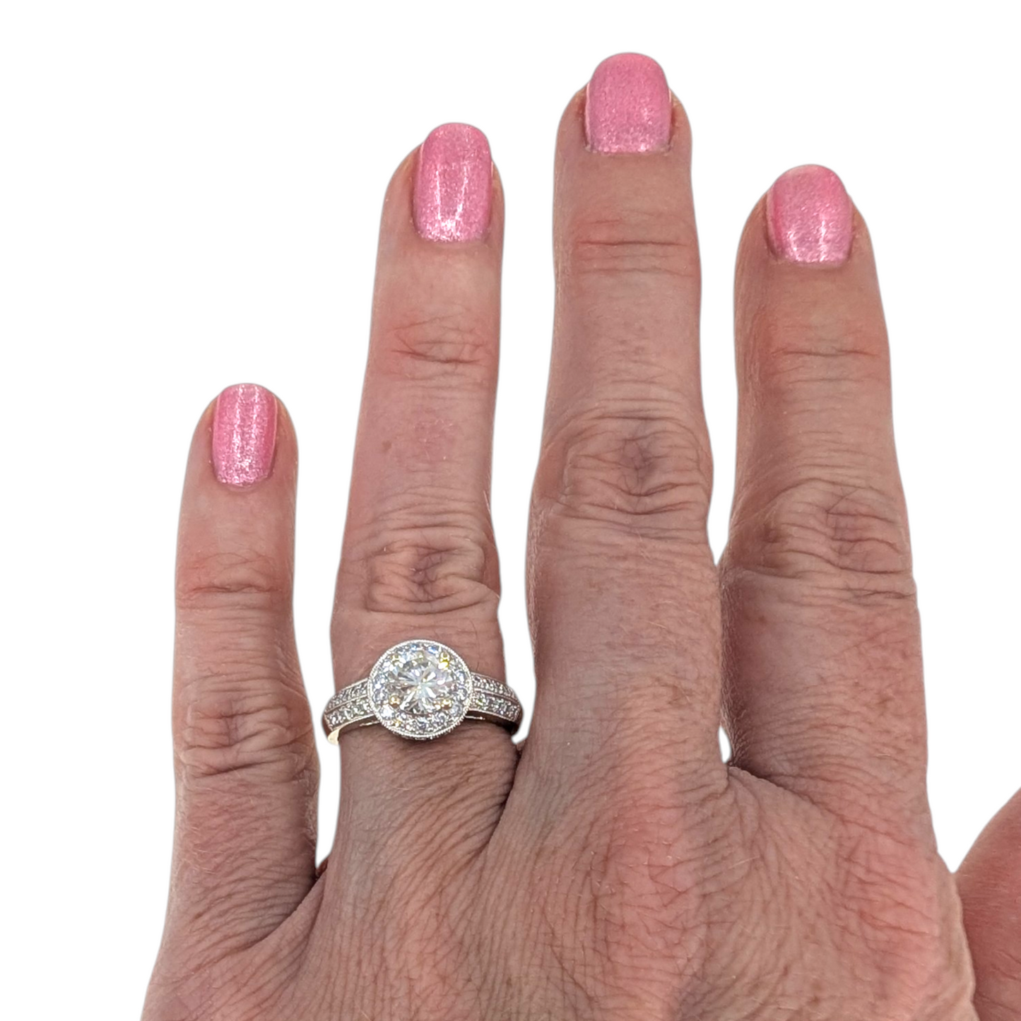 Natural Diamond Halo Engagement Ring
