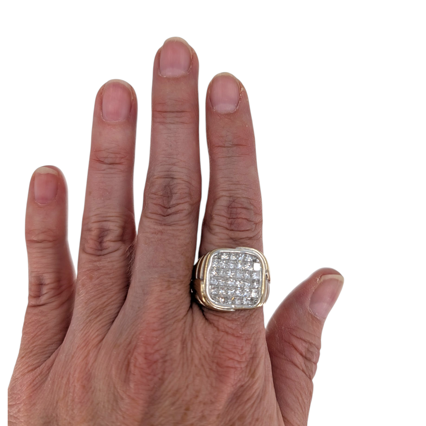 18KW Gents Invisible Set Natural Diamond Ring