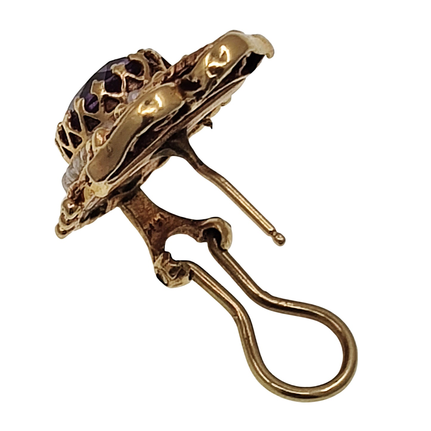 Victorian 14K Amethyst & Seed Pearl Earrings