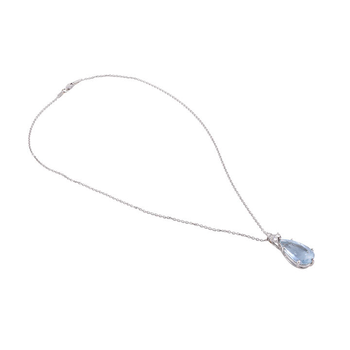 Pear Aquamarine White Gold Pendant Necklace