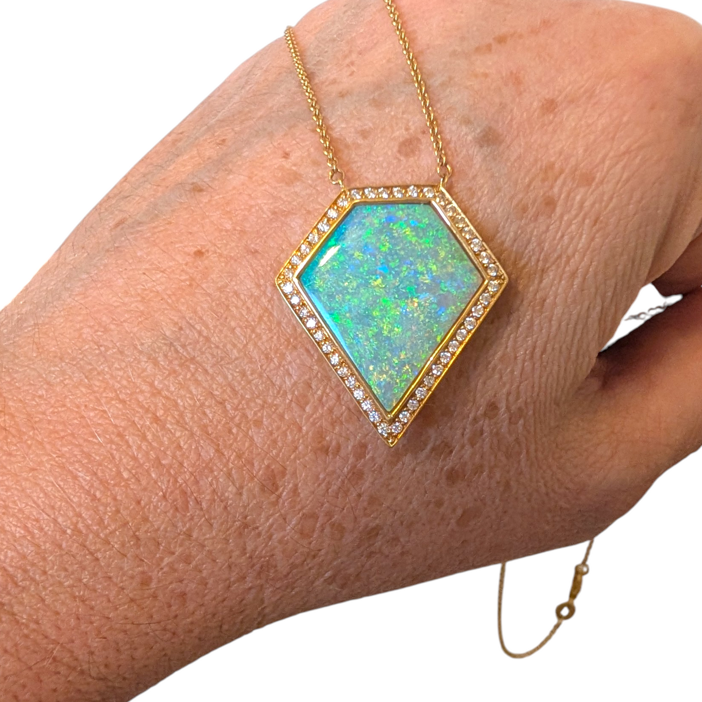 Paul Peterson 18K Gold Lightning Ridge Opal Necklace