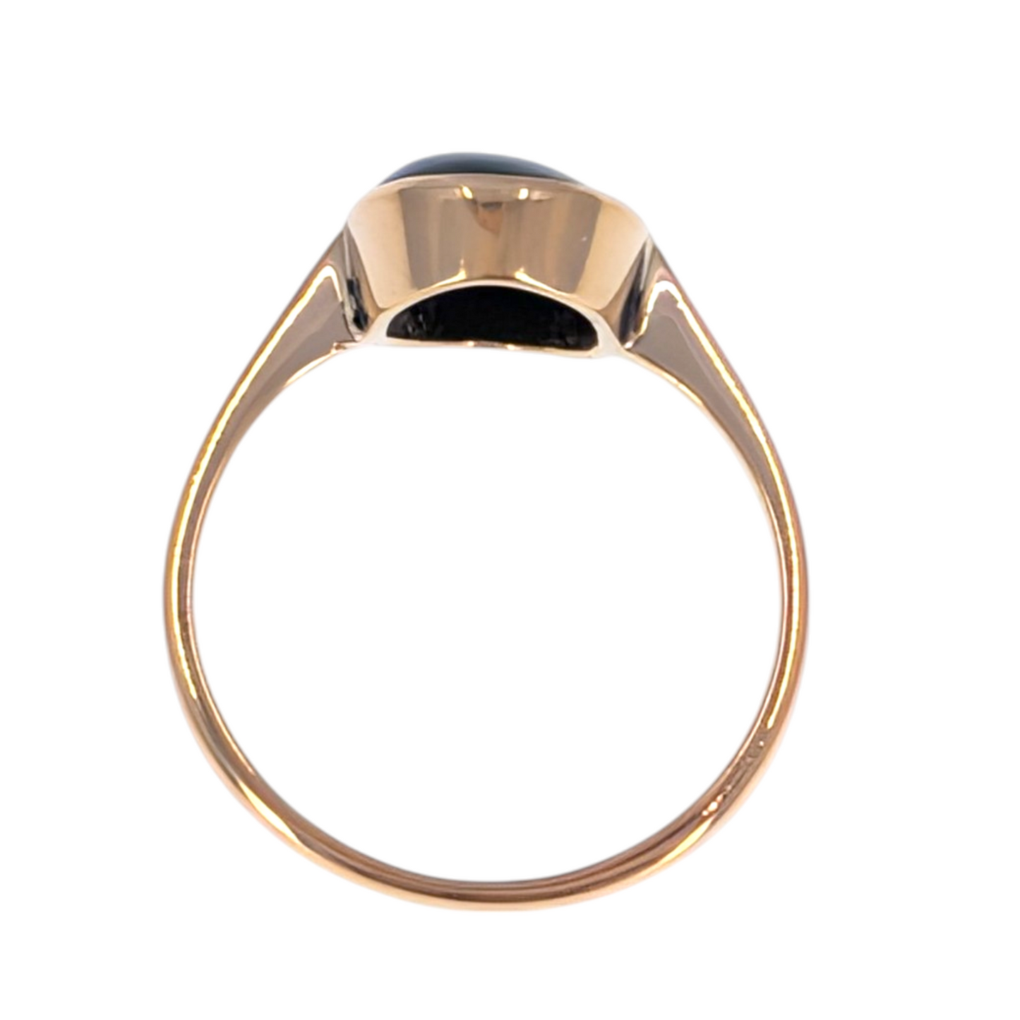 14K Gold Oval Malachite Ring Size 7
