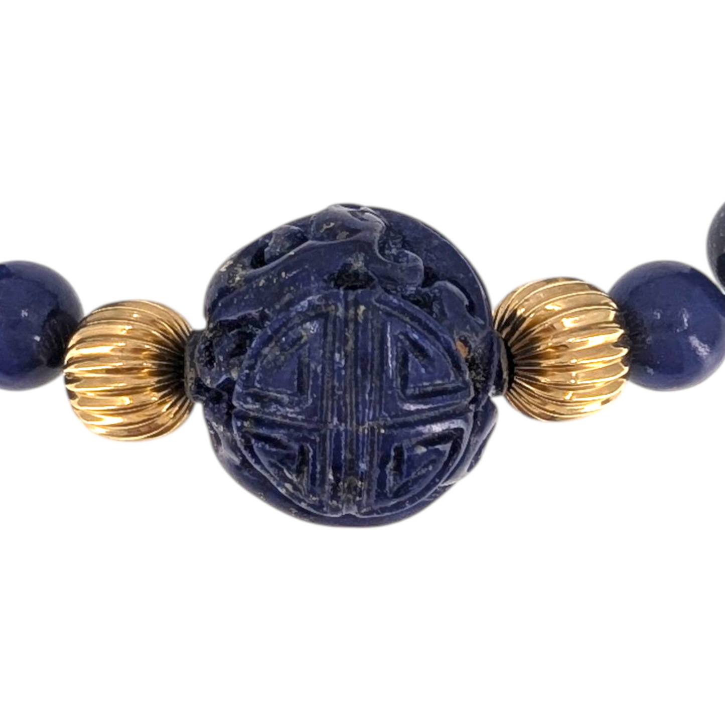 Carved Lapis Beaded Necklace