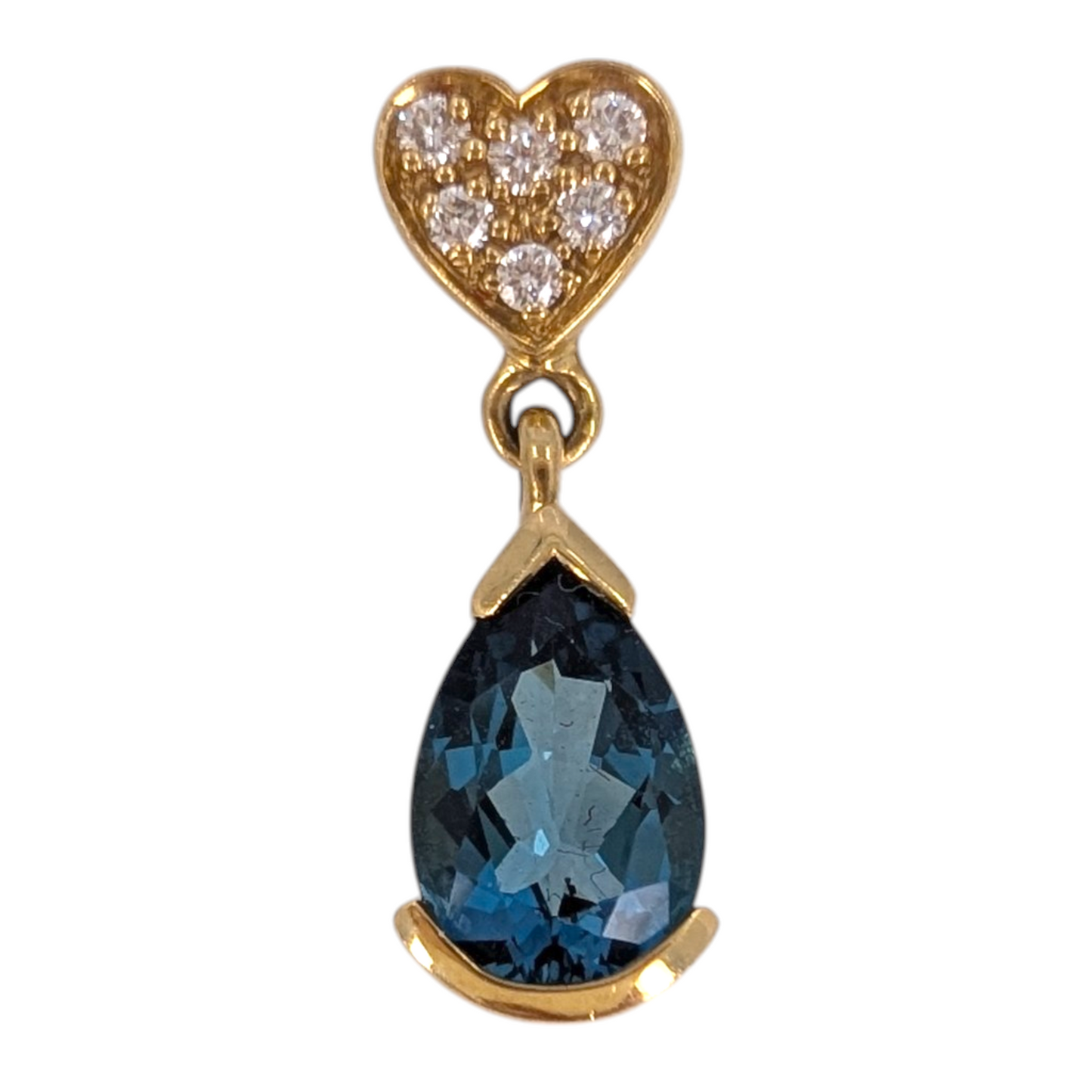 Diamond Heart & London Blue Topaz Drop Earrings