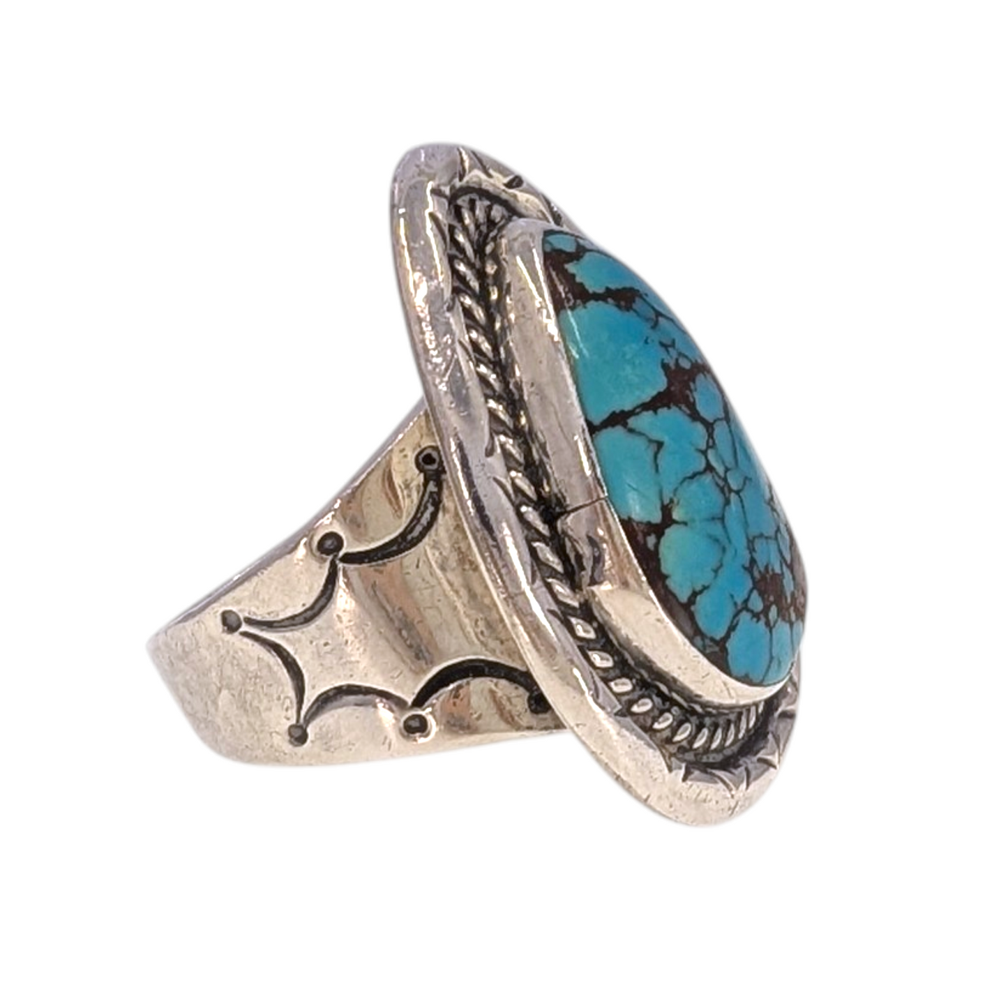 Spider Web Turquoise Mens Ring Size 12.75