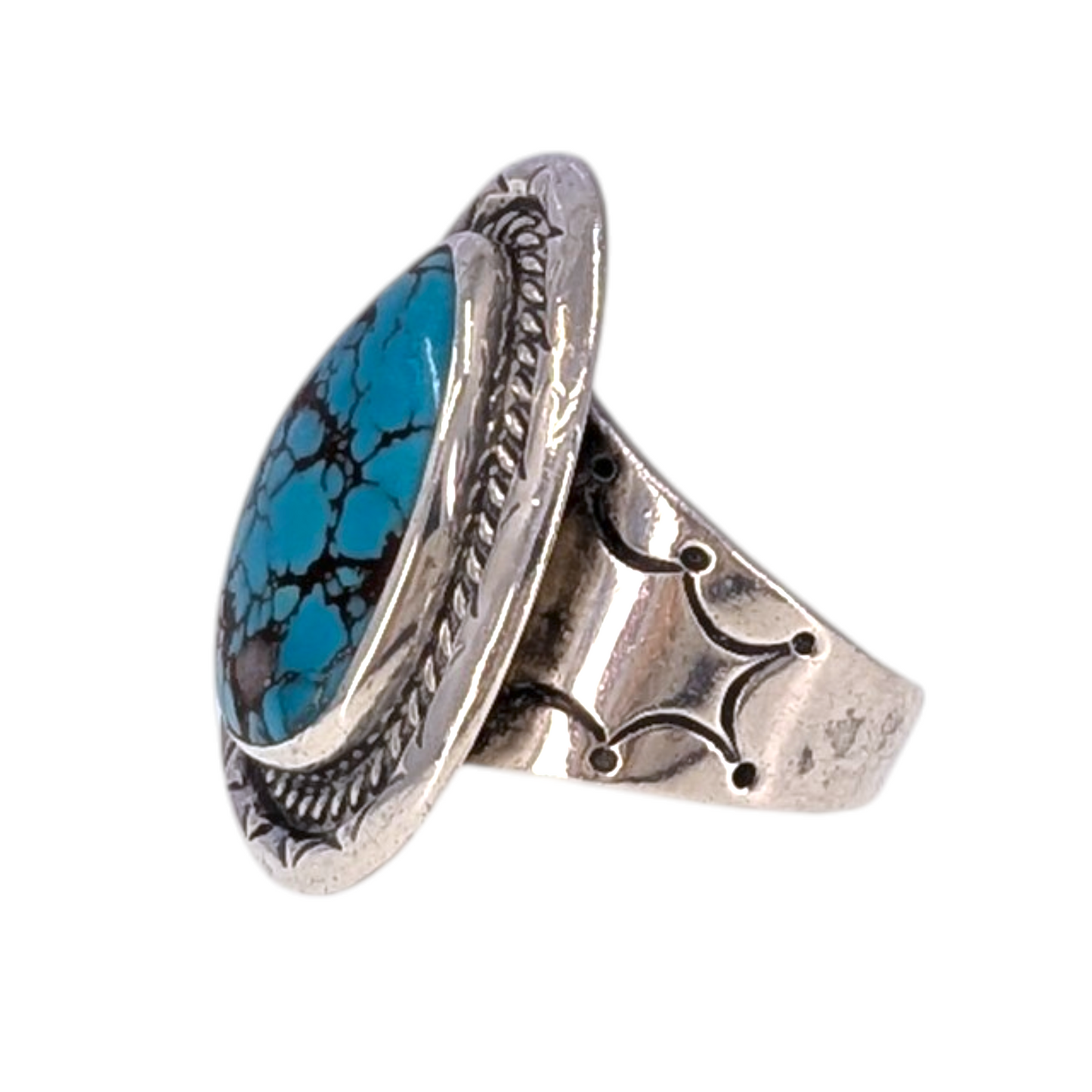 Spider Web Turquoise Mens Ring Size 12.75