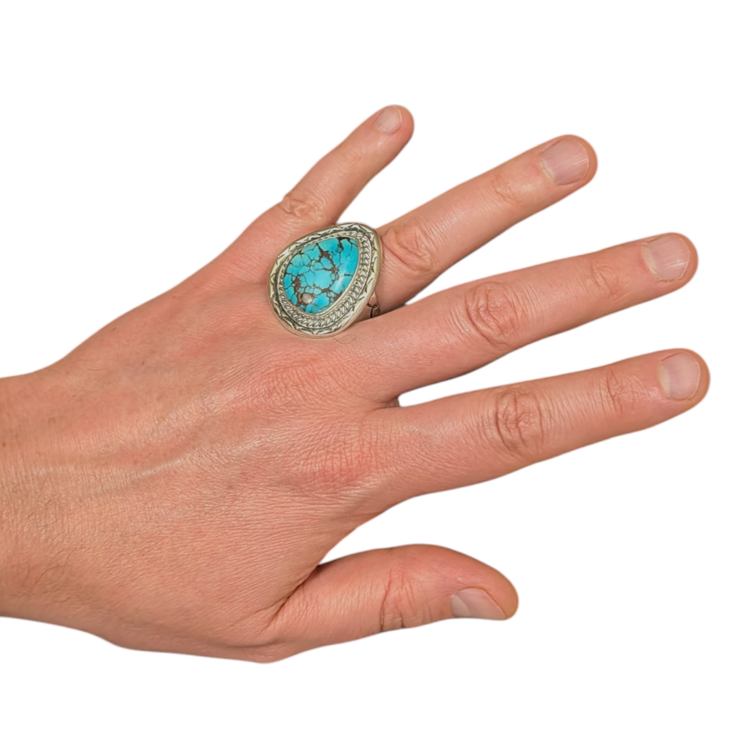 Spider Web Turquoise Mens Ring Size 12.75