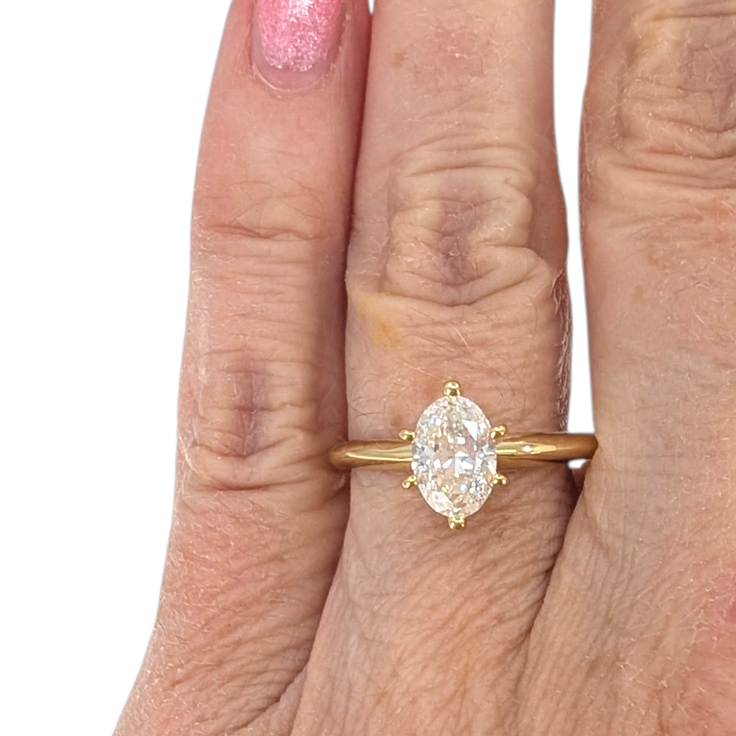 Natural Oval Brilliant .97 Carat Solitaire Diamond Ring