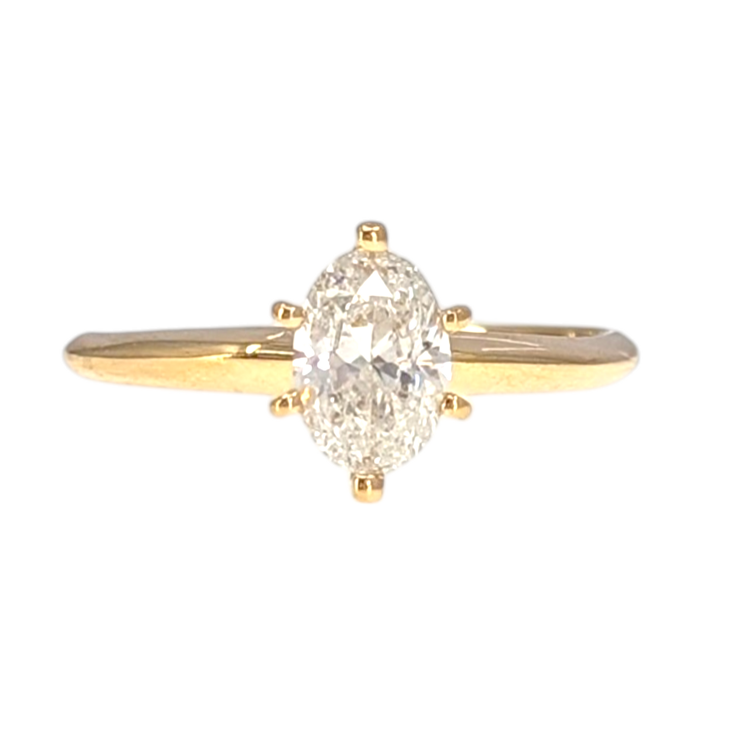 Natural Oval Brilliant .97 Carat Solitaire Diamond Ring