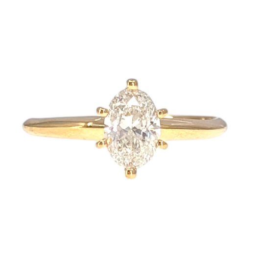 Natural Oval Brilliant .97 Carat Solitaire Diamond Ring