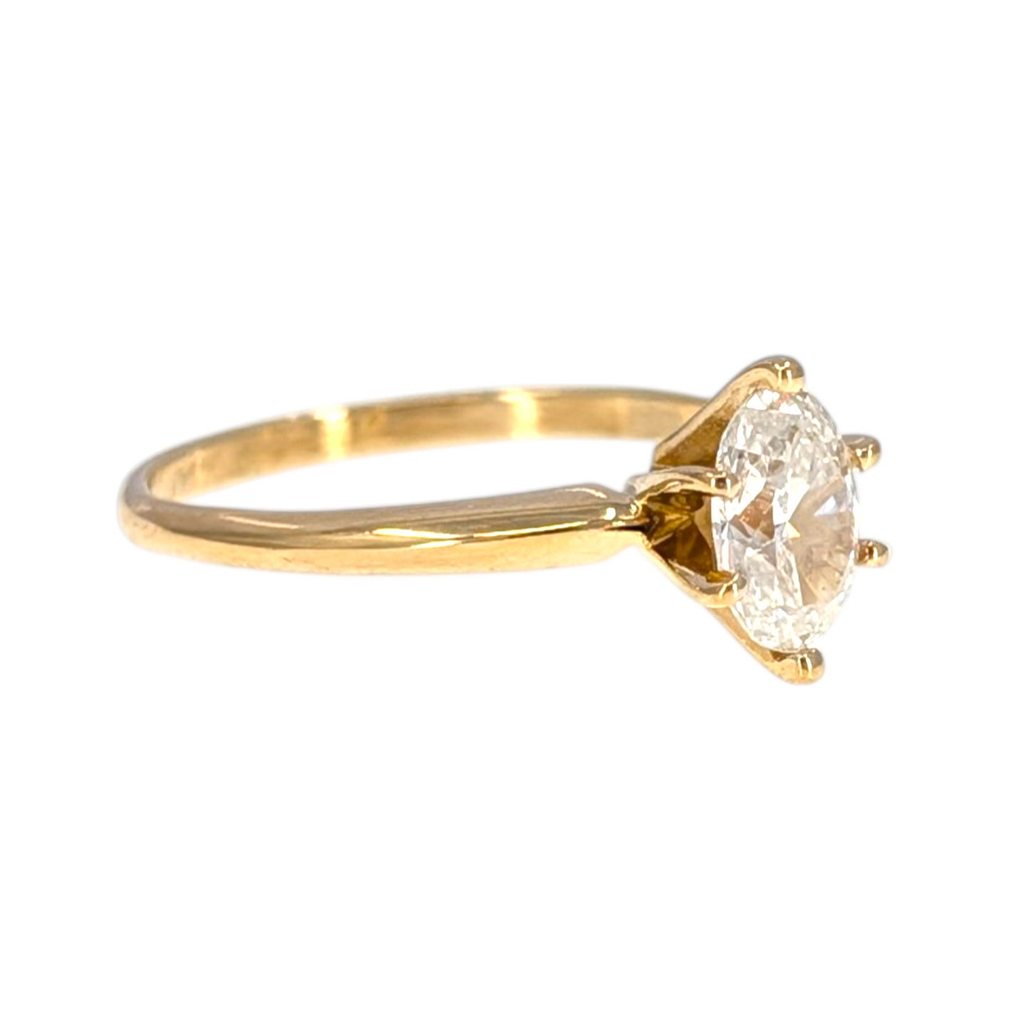 Natural Oval Brilliant .97 Carat Solitaire Diamond Ring
