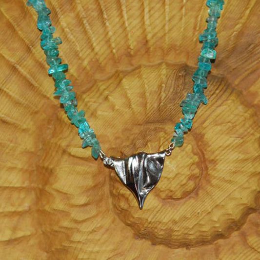 Beautiful and Bright Apatite Single Strand Necklace with a Sterling Silver Focal Clasp