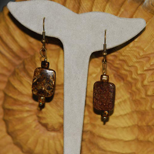 Bronzite & Floral Focal Earrings
