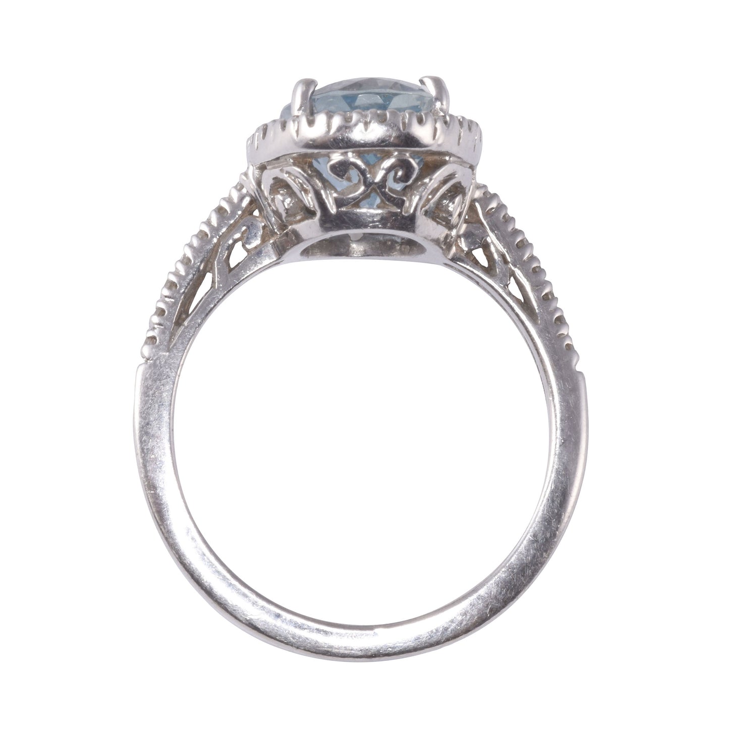 Diamond Halo Aquamarine Ring