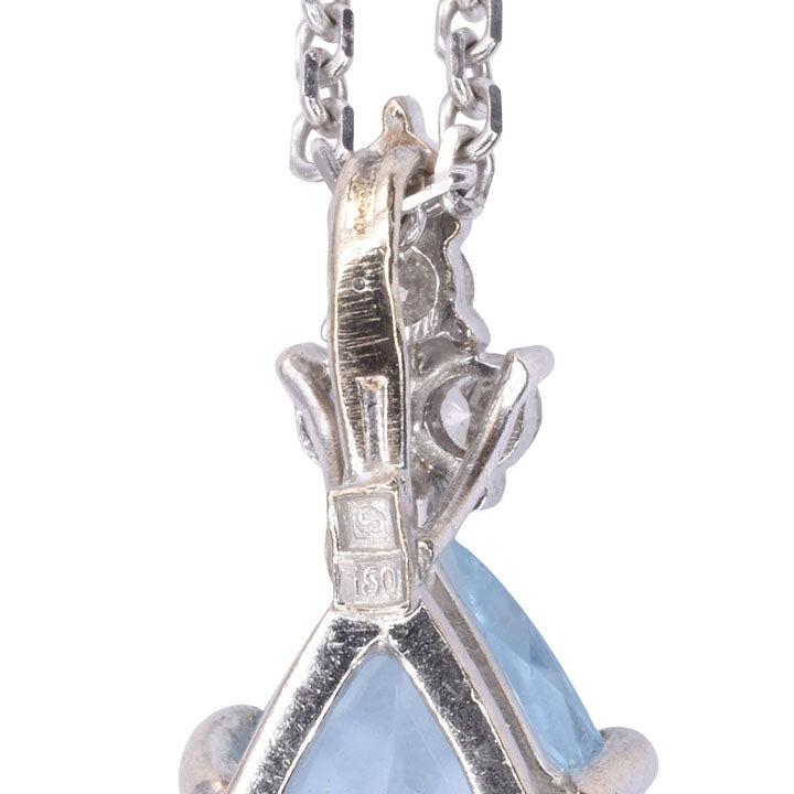 Pear Aquamarine & Diamond White Gold Pendant Necklace