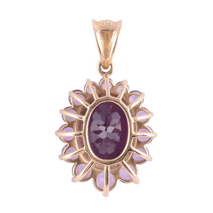 Large Oval Amethyst Pendant with Amethyst Surround