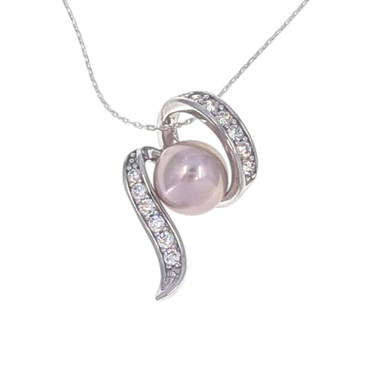 Edison Pearl Sterling Silver Swirl Pendant Necklace