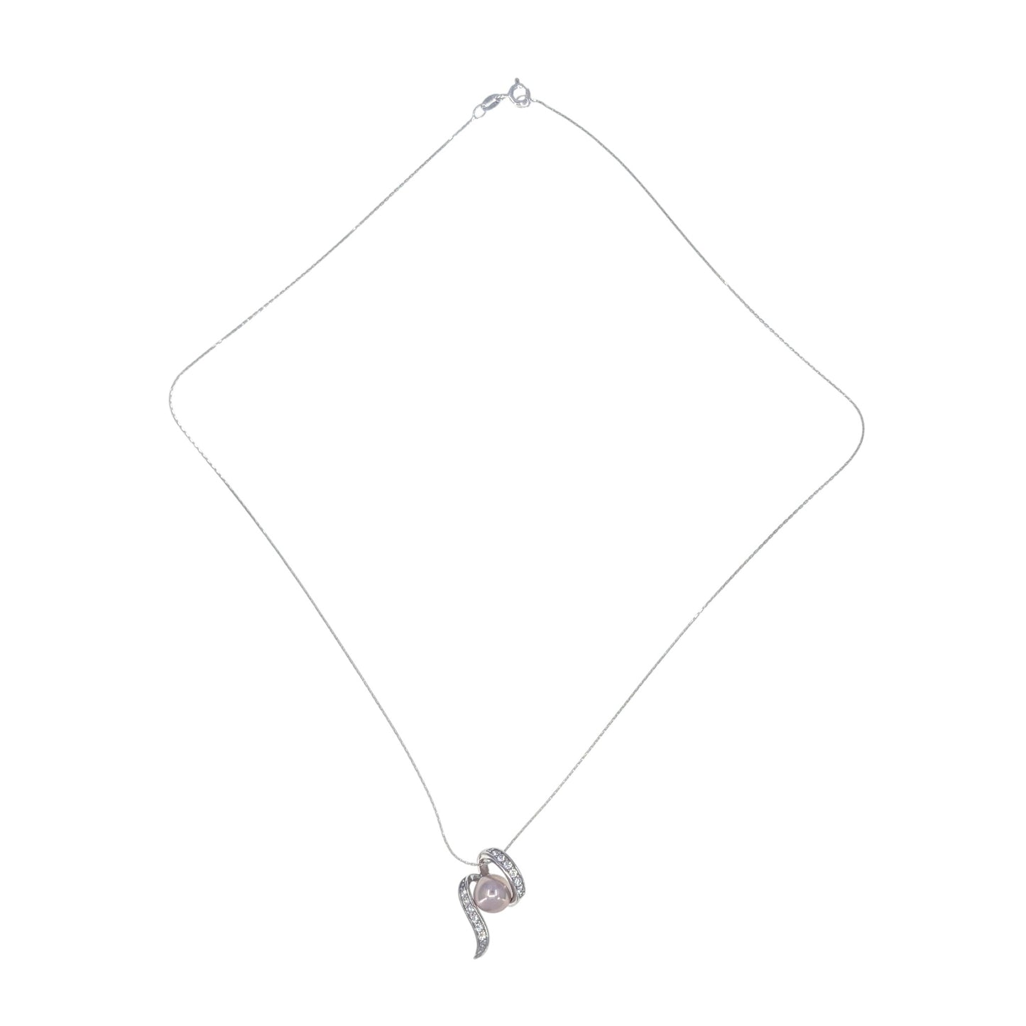 Edison Pearl Sterling Silver Swirl Pendant Necklace