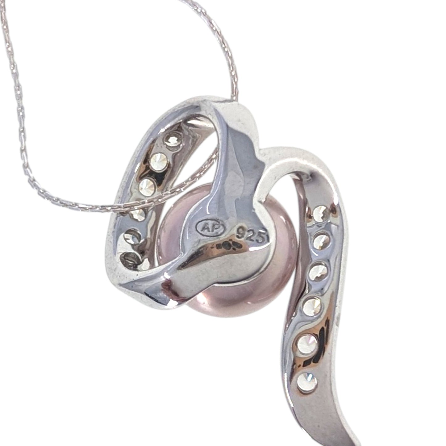 Edison Pearl Sterling Silver Swirl Pendant Necklace