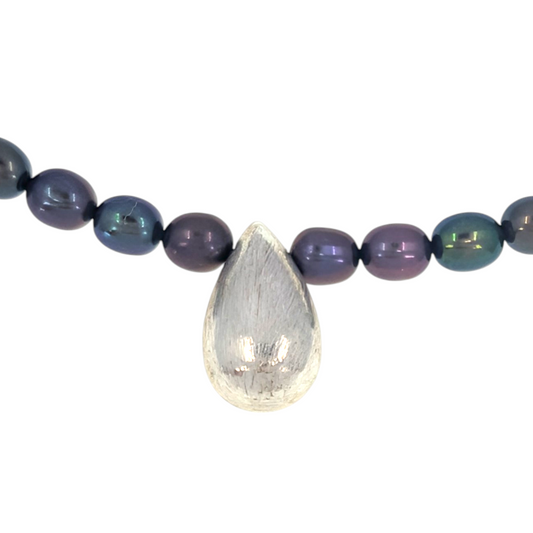 SS Raindrop Pendant Peacock Pearl Necklace