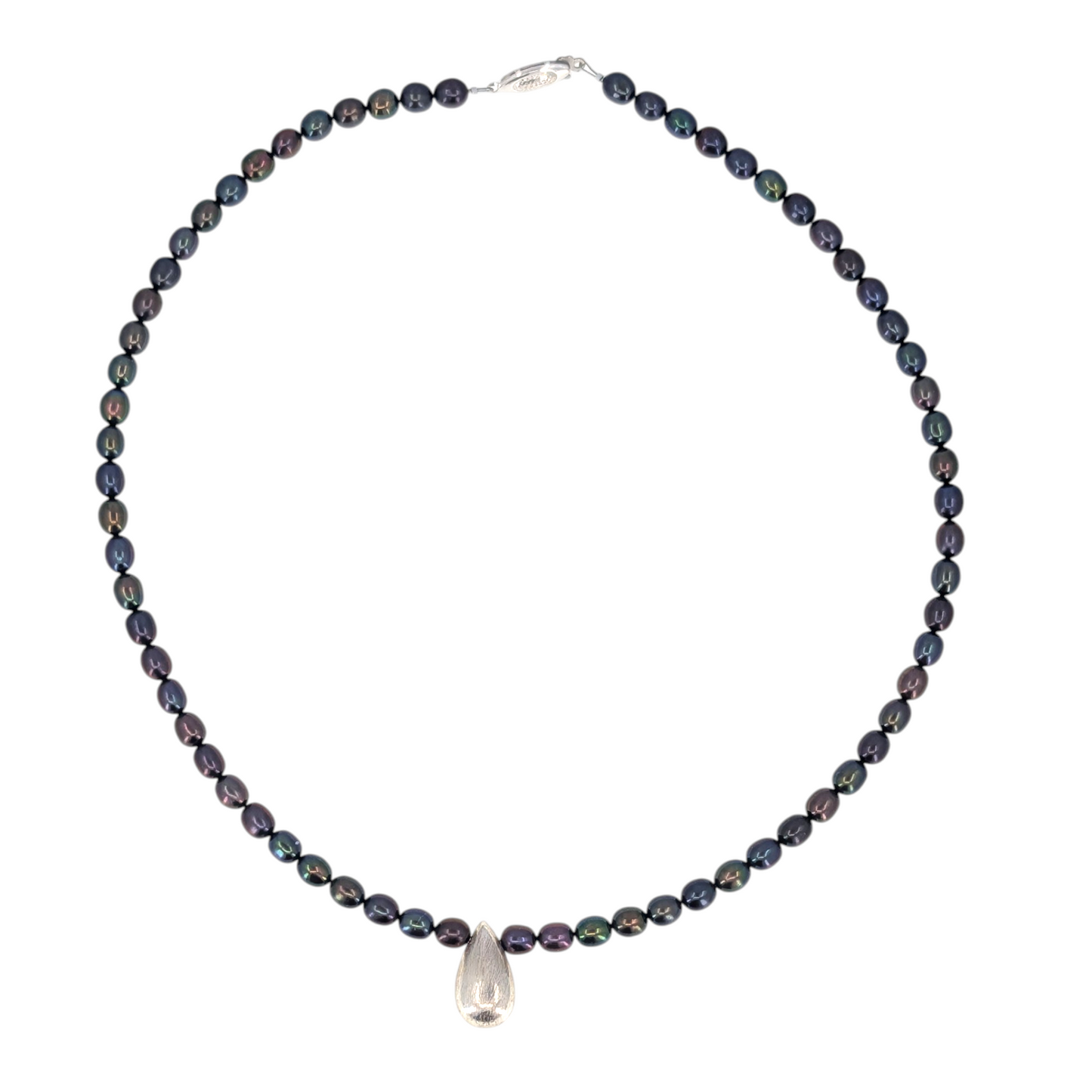 SS Raindrop Pendant Peacock Pearl Necklace