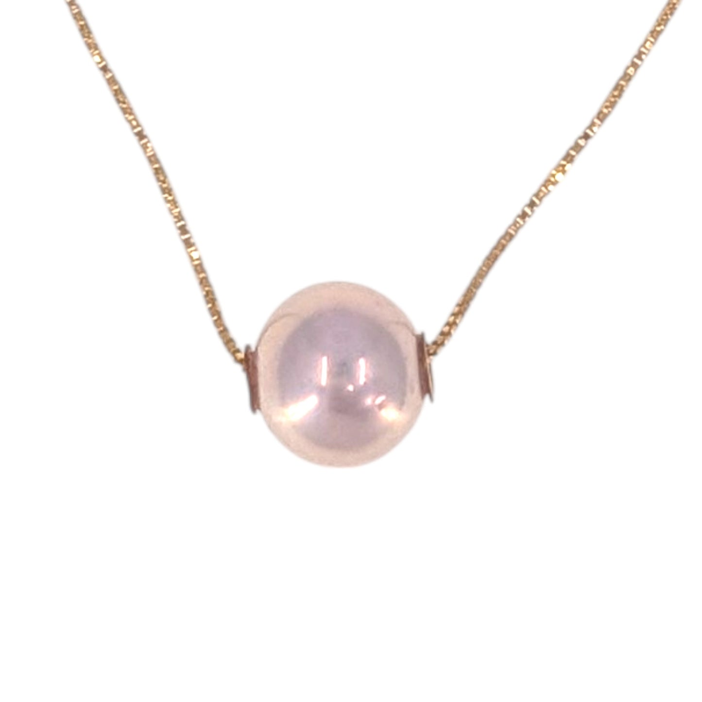 11.5 mm Pink Edison Pearl Slider Pendant Gold Filled Threader Adjustable Necklace