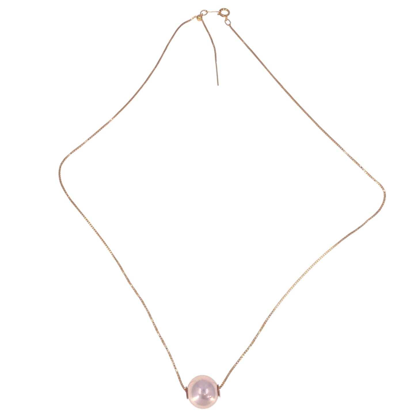11.5 mm Pink Edison Pearl Slider Pendant Gold Filled Threader Adjustable Necklace