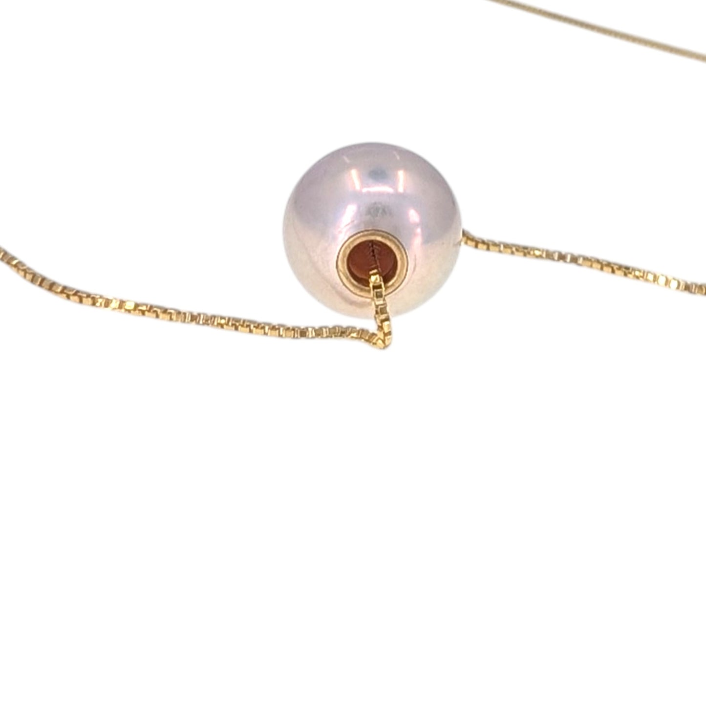 11.5 mm Pink Edison Pearl Slider Pendant Gold Filled Threader Adjustable Necklace
