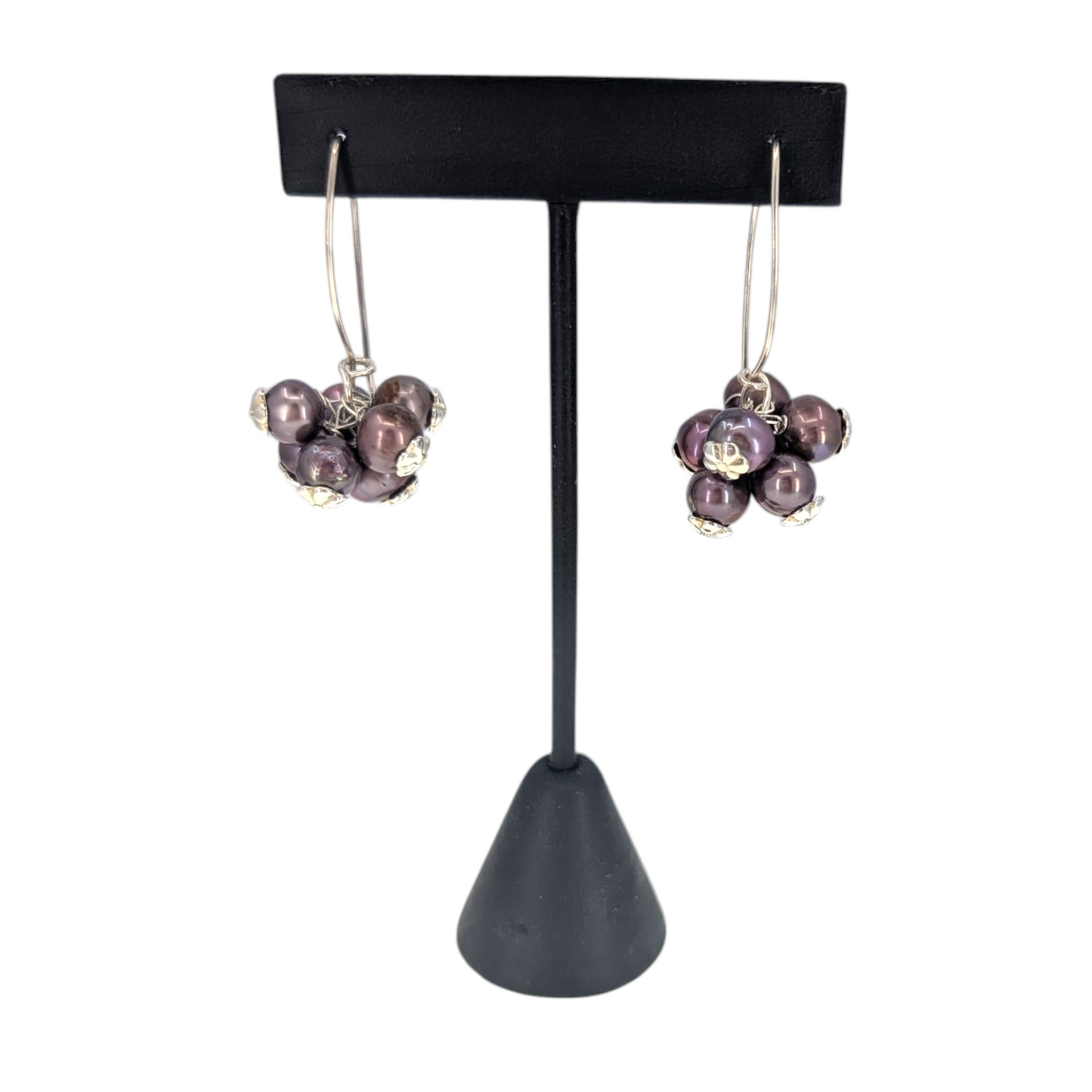 SS Orchid Pearl Cluster Dangle Earrings