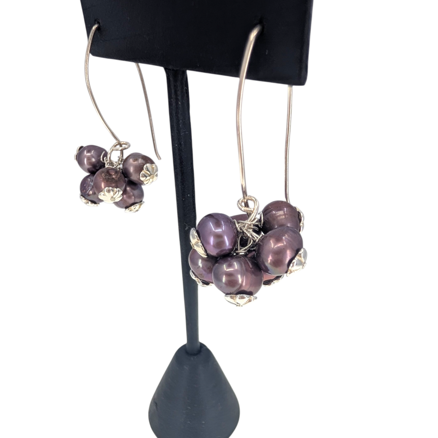 SS Orchid Pearl Cluster Dangle Earrings