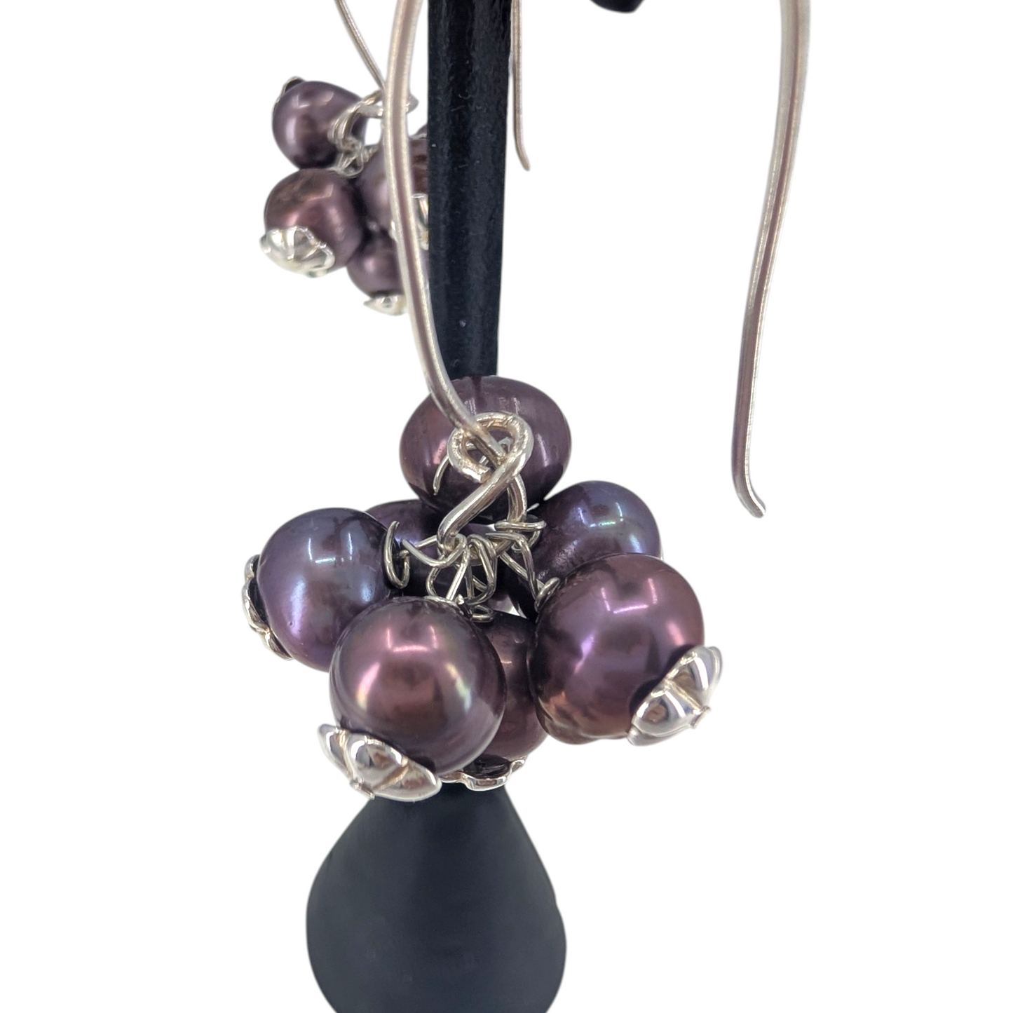 SS Orchid Pearl Cluster Dangle Earrings