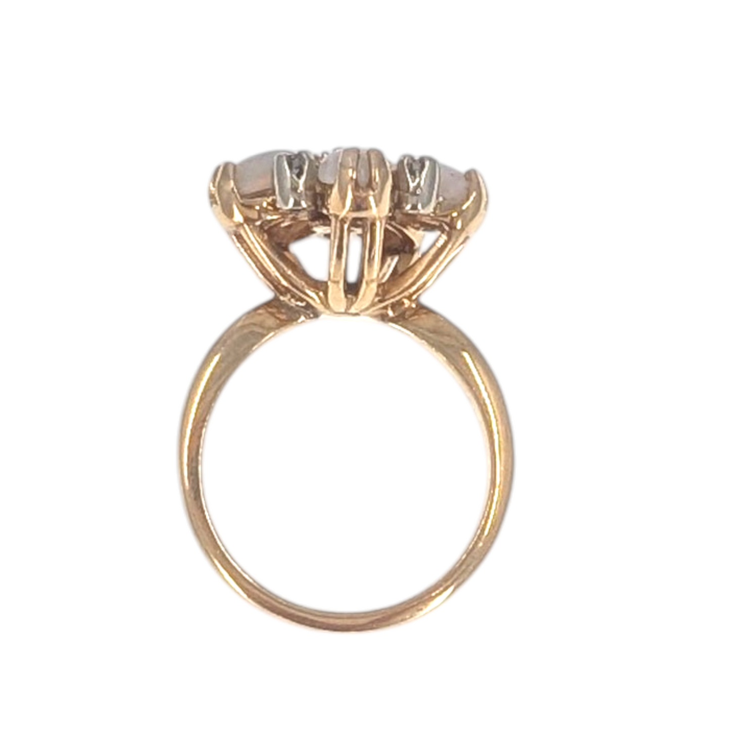 Vintage Opal & Diamond Flower Ring