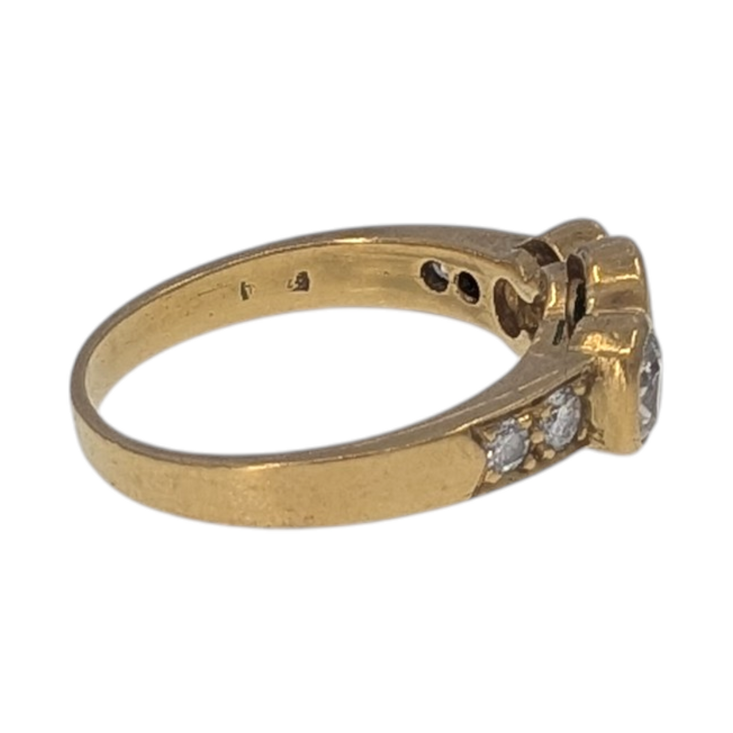 Estate 18K Oval Emerald & Oval Diamond Ring