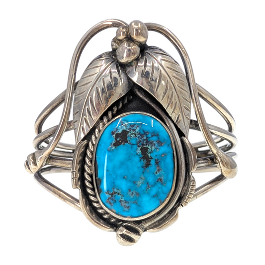 Signed Sterling Silver Turquoise Cuff Bracelet