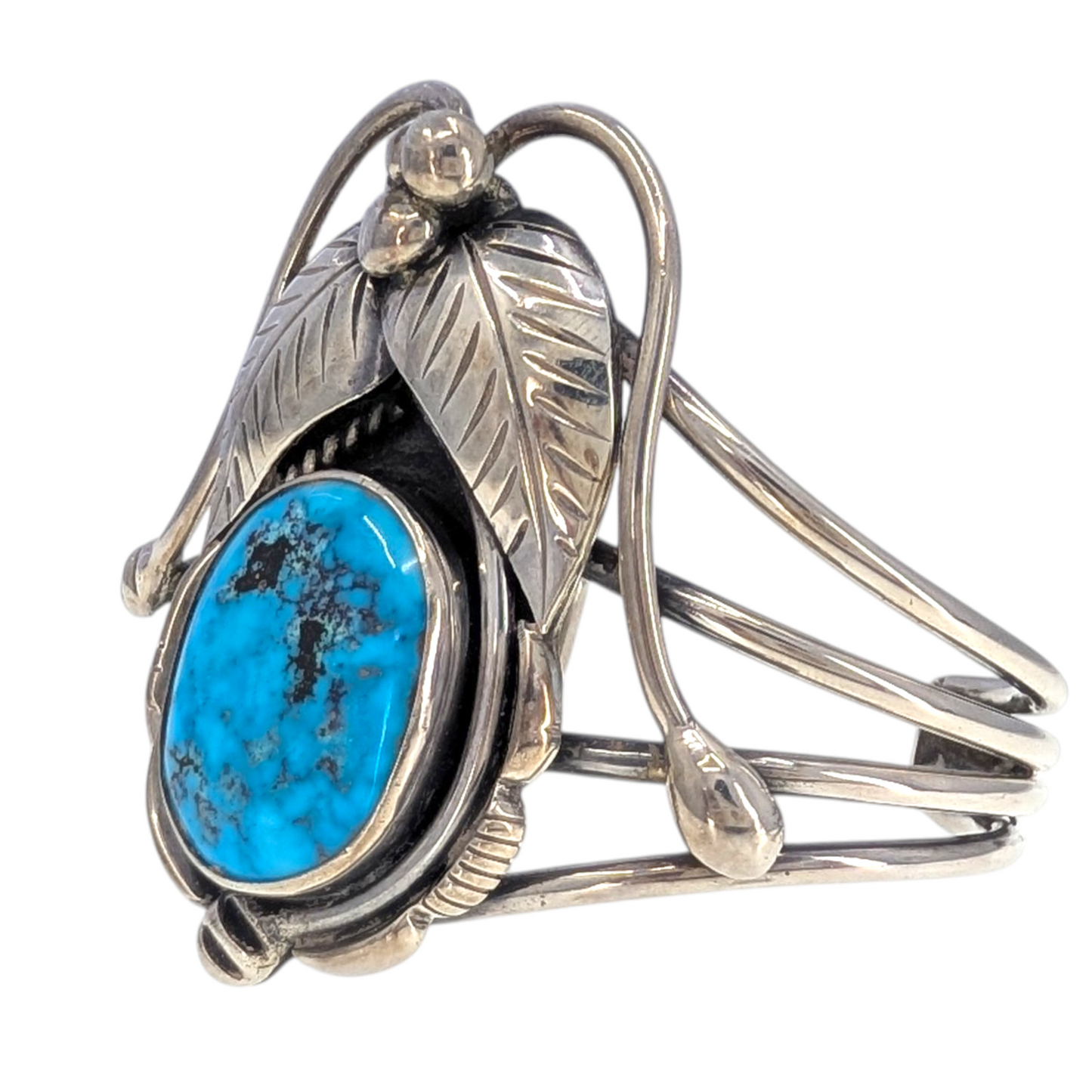Signed Sterling Silver Turquoise Cuff Bracelet