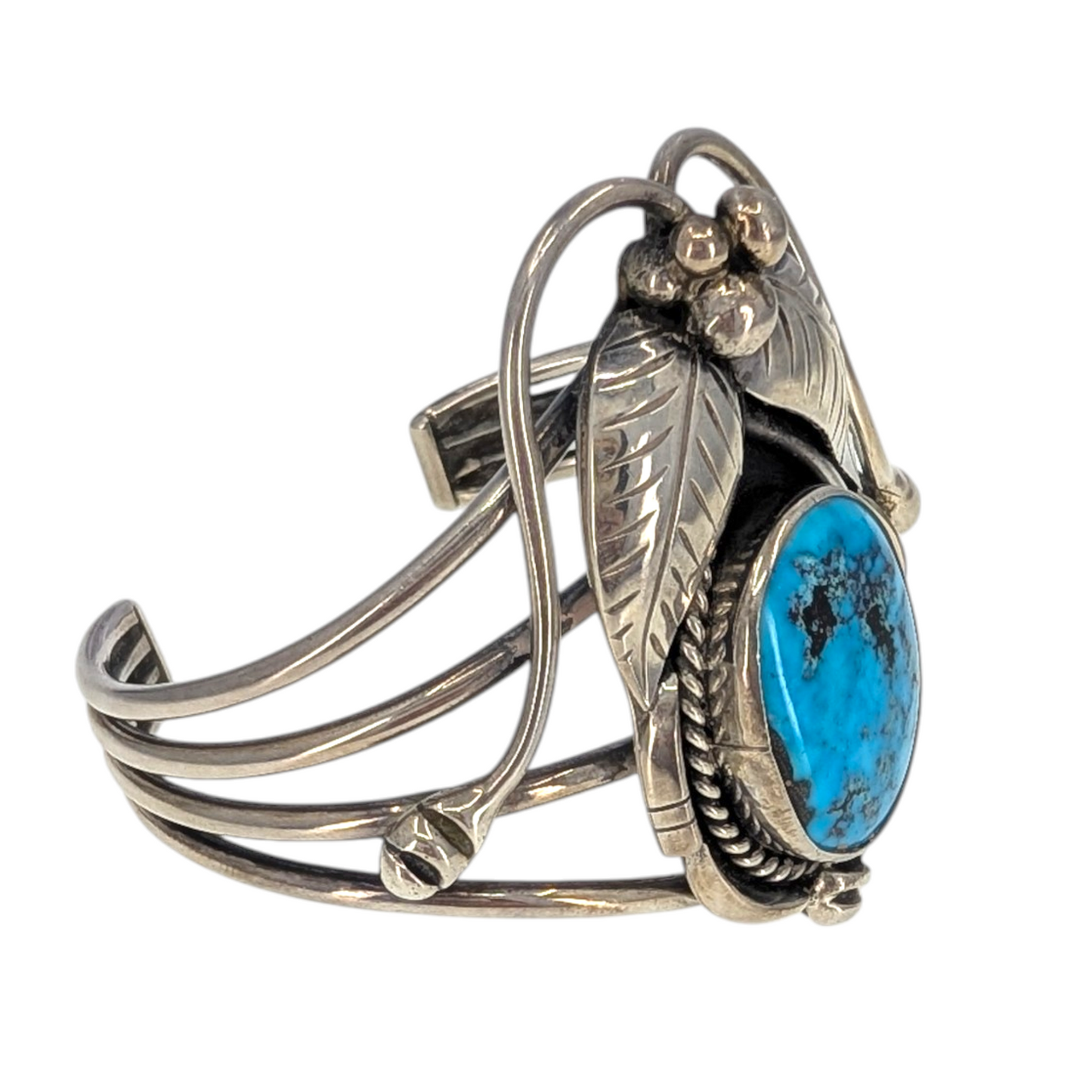 Signed Sterling Silver Turquoise Cuff Bracelet
