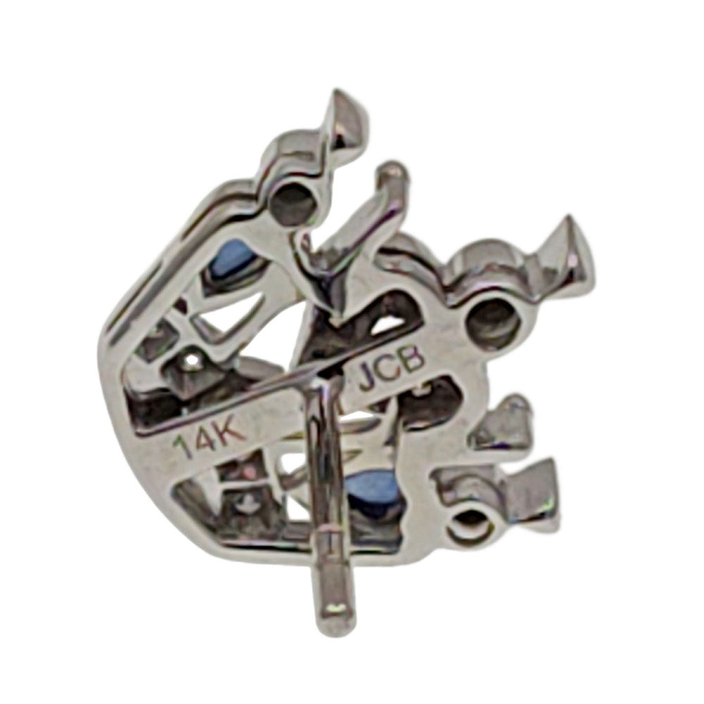 JCB 14K White Gold Sapphire and Diamond Crown Earrings