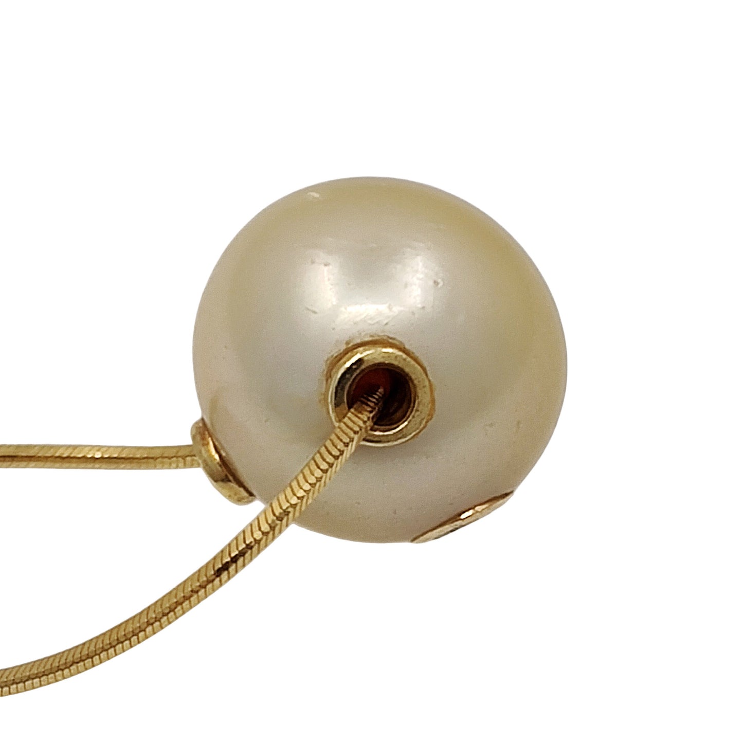 Diamond Inset Golden South Seas Pearl Slide 18K Gold Necklace