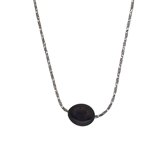 7-8mm Dark Gray Tahitian Pearl Slide 18K White Gold Necklace